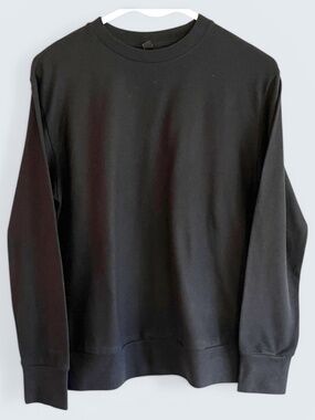Uniqlo Basic Super Soft Black Knitted Fleece Crew Neck Top Size S